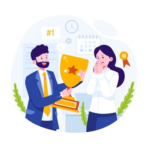 Giving awards to the best employees flat illustration